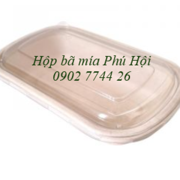 Hộp bã mía 1 ngăn nắp nhựa PET 700ml tại Quận 8 TP HCM